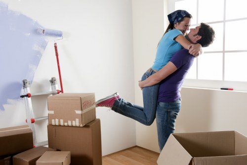 Commercial relocation team handling equipment and files