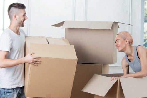 Furniture and household items secured inside a removals van