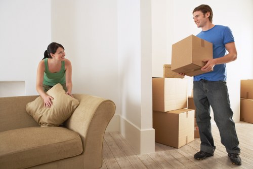 Packed household items ready for transport in Romford